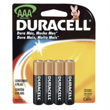 Duracell AAA brand alkaline battery with 4 pieces