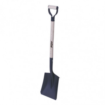 Square shovel with wooden handle and metallic" D" grip
