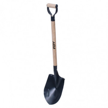 Round shovel with wooden handle and metallic" D" grip