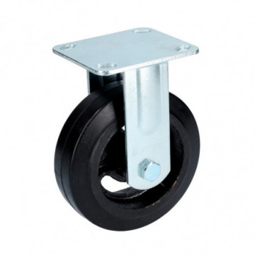 6" fixed rubber caster with steel rim