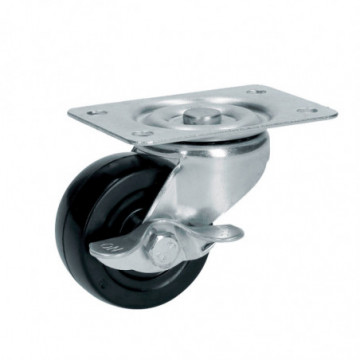 2-1/2" swivel rubber caster with brake