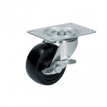 3" swivel rubber caster with brake