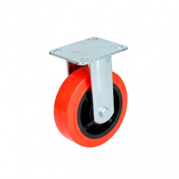 Fixed 6" red polypropylene and black polyurethane caster without brake