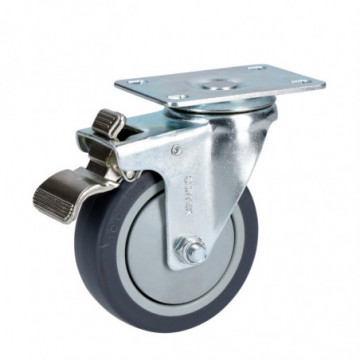 4" swivel polypropylene and TPR caster with brake