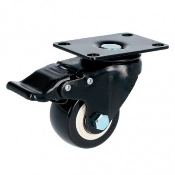 3" swivel black PVC caster with brake