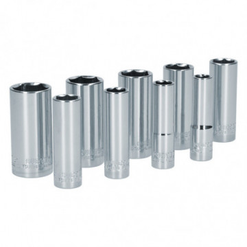 Set of 9 long 3/8" inch square sockets