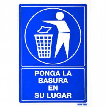 Trash in place sign