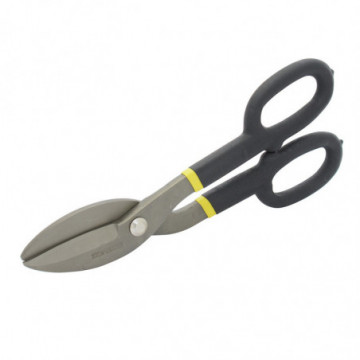 Tinsmith scissors 10" angled with handle covered in textured plastisol antiderr