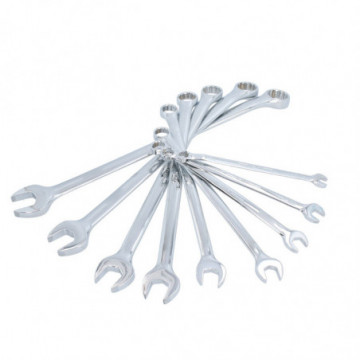 Set of 9 Extra Long 12-Point Rack Mirror Polished Combination Wrenches
