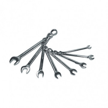 Set of 8 12-Point Mirror Polished Combination Wrenches in Rack