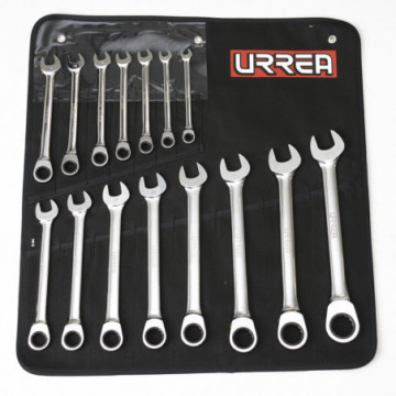 Set of 12 inch ratcheting combination wrenches