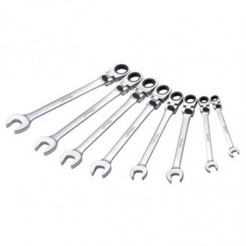 Set of 8 inch flexible spline ratcheting combination wrenches