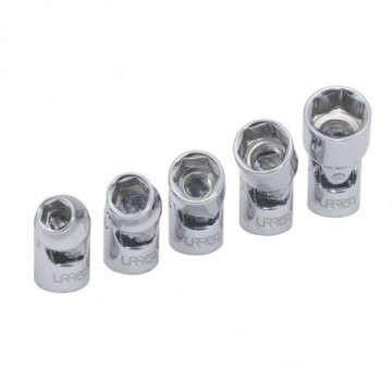 Set of 5 flexible 1/4" inch square sockets