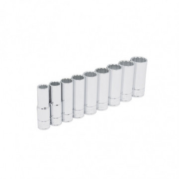 Set of 9 1/2" inch long square sockets