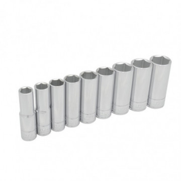 Set of 9 1/2" inch long square sockets