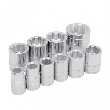 Set of 10 1/2" inch square sockets