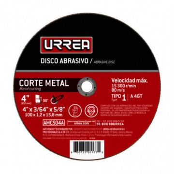 Type 1 Metal Abrasive Disc 4" x 3/64" General Purpose
