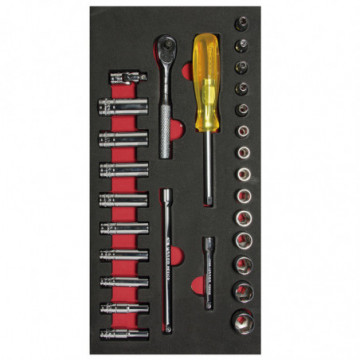 Set of sockets and accessories 1/4" drive - Metric - short & long 28 pieces