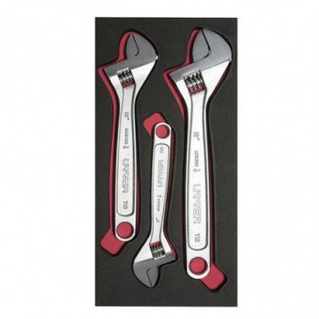 Set of 3 adjustable wrenches