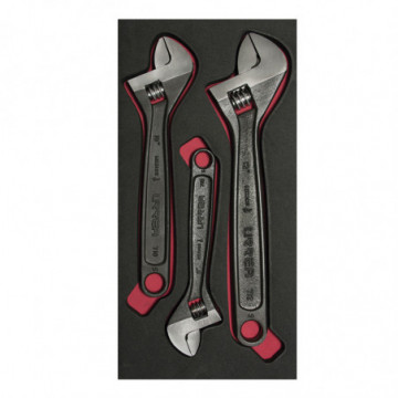 Set of 3 adjustable wrenches black