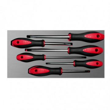Set of 6 combination bi-material screwdrivers