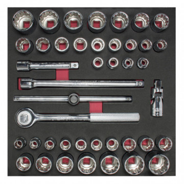 1/2" drive socket and accessory set - SAE & Metrics - 42 pieces