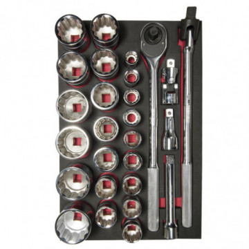 3/4" drive socket and accessories set - SAE 27 pieces