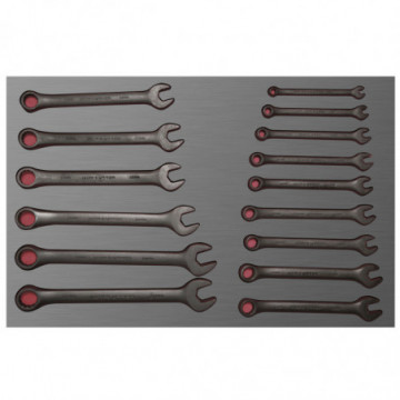 Set of 15 black metric combination wrenches