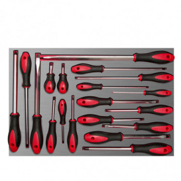Set of 19 combination bi-material screwdrivers