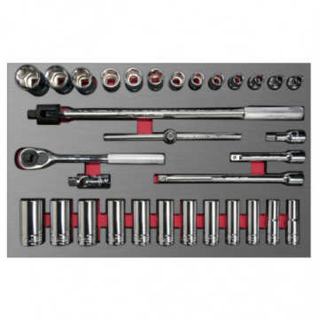 Socket set and accessories 1/2" 32 pieces