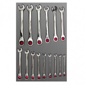 Set of 15 metric ratcheting combination wrenches