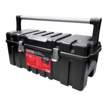 26" plastic tool box with metal clasps and tray