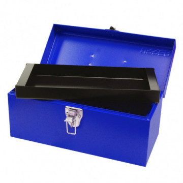Blue metal tool box 36 x 16 x 17.5cm