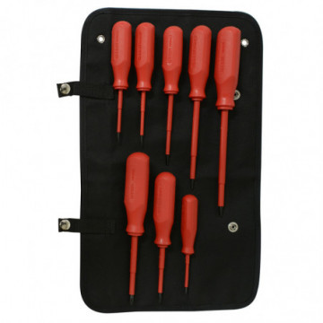 Set of 8 red combination screwdrivers for 1000 V