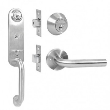 Stainless steel main entrance lock with Calabria type trigger key in visual box